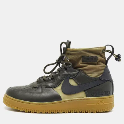 Pre-owned Nike Air Force 1 Winter Gore-tex Sequoia Size 42.5 Dark Green Leather High Top Sneakers