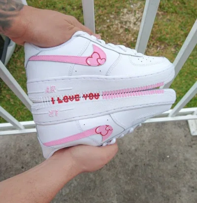 Pre-owned Nike Air Force 1 Womens /gs White Custom Multi Size Af1 Valentines Day