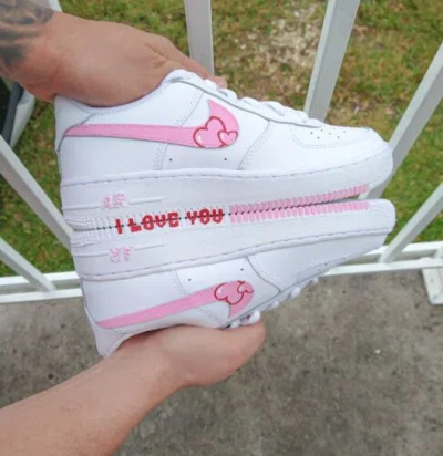 Pre-owned Nike Air Force 1 Womens White Pink Red Girls Gs Af1 Valentines Day Gift Love