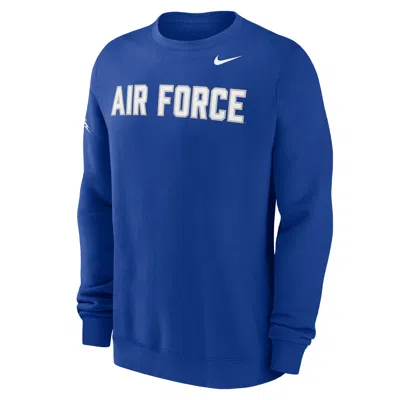 Nike Air Force Club Fleece  Men's College Crew-neck Sweatshirt In Blue