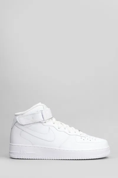 Nike Air Force Mid 1 07 Sneakers In White Leather