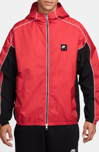 Nike Air Full-zip Hooded Hybrid Utility Jacket In Red