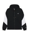 Nike Air Oversize Colorblock Fleece Zip Hoodie In Black & White