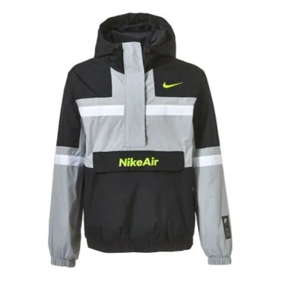 Nike Air Half Zipper Splicing Woven Sports Jacket Black Gray Blackgray