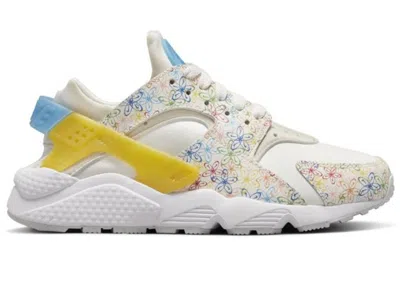 Pre-owned Nike Air Huarache Floral Swoosh (women's) Sneakers In Sail/vivid Sulfur/game Royal