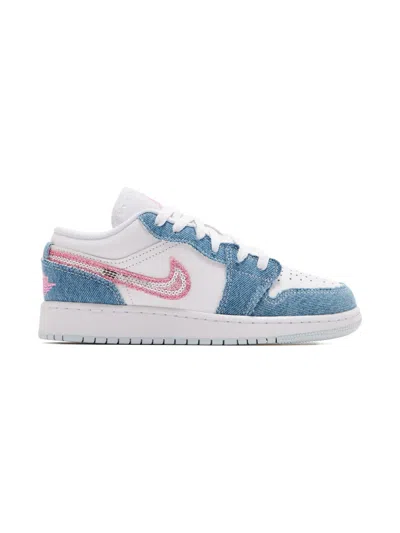 Nike Kids' Air Jordan 1 Denim-panel Sneakers In White