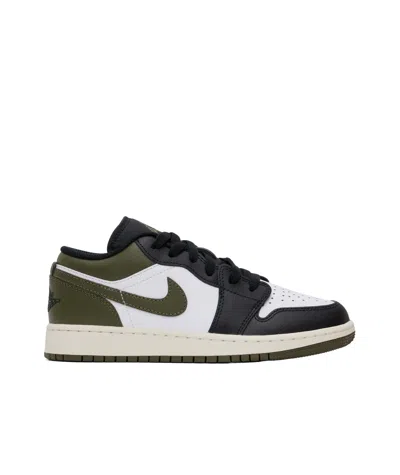 Nike Big Kids Khaki & Black Air Jordan 1 Low Sneakers In Black/white