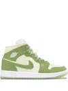 Nike Air Jordan 1 Mid Leather Sneakers In Green