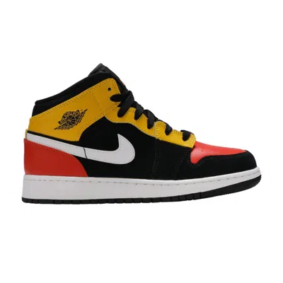 Pre-owned Nike Air Jordan 1 Mid Se Gs 'amarillo Team Orange' | Black | Kid's Size 7