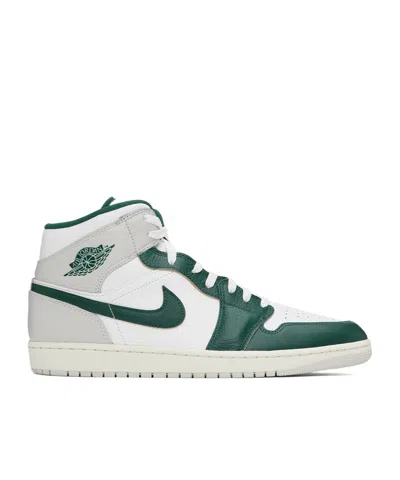 Nike Air Jordan 1 Mid Se High-top Trainers In White/sail/neutral Grey/oxidized Green