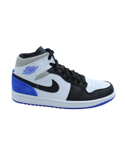 Nike Air Jordan 1 Mid Se In White Hyper And Royal Black Leather In Multi