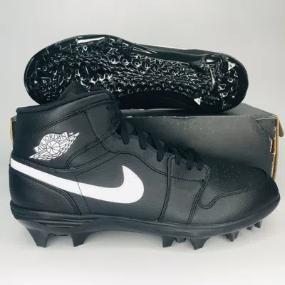 Pre-owned Nike Air Jordan 1 Mid Td Black White Football Cleats Men's 12 Fj6805-001
