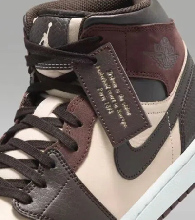 Pre-owned Nike Air Jordan 1 Mid Velvet Brown Paris Europe Edition Men's Shoe Size 10.5 In Velvet Brown/sanddrift/metallic Gold/earth