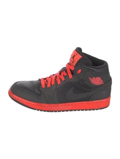 Pre-owned Nike Air Jordan 1 Retro Mid "black Infrared" Athletic Sneakers In Black/red