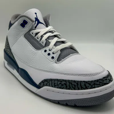 Pre-owned Nike Air Jordan 3 Retro "midnight Navy" In White/cement Grey/black/midnight Navy