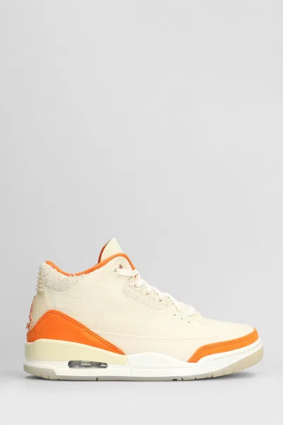Nike Air Jordan 3 Retro T Sneakers In Beige Fabric In Neutral