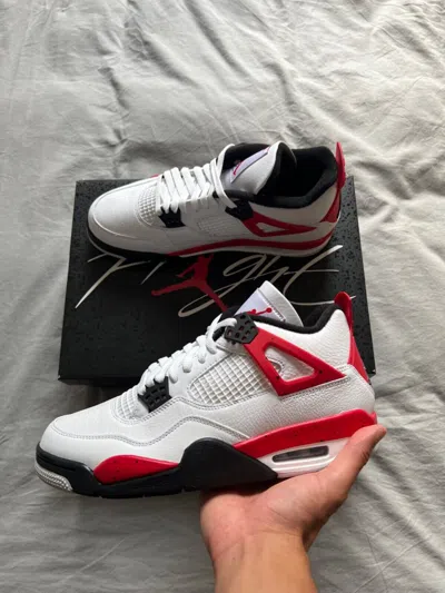 Pre-owned Nike Air Jordan 4 Red Cement Us9,5/eu43 In Weiss