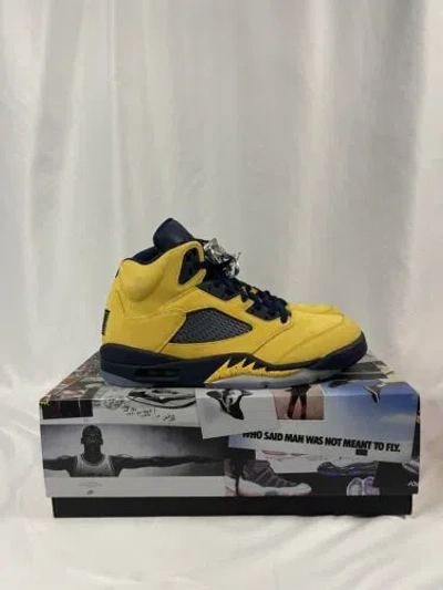 Pre-owned Nike Air Jordan 5 Retro Sp Michigan Amarillo College Navy Cq9541-704 Men's Size 10.5 In Yellow