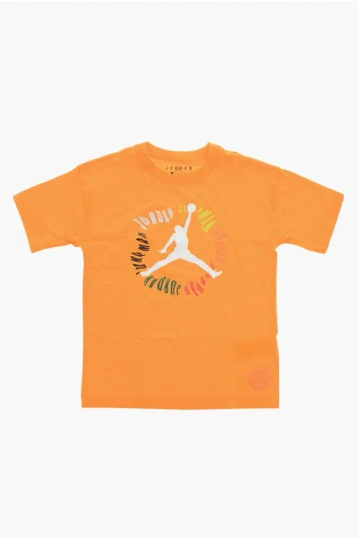Nike Air Jordan Crew-neck T-shirt With Front Print In Orange