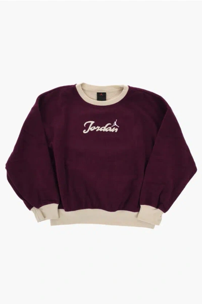 Nike Air Jordan Crewneck Sweatshirt With External Fleece In Burgundy