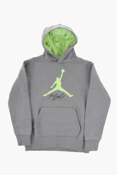 Nike Air Jordan Fleeced-cotton Baseline Hoodie With Contrast Prin In Gray