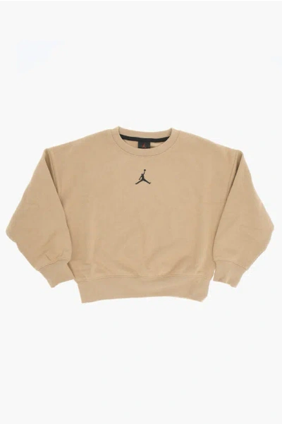 Nike Air Jordan Fleeced Cotton Blend Crew-neck Sweatshirt In Brown