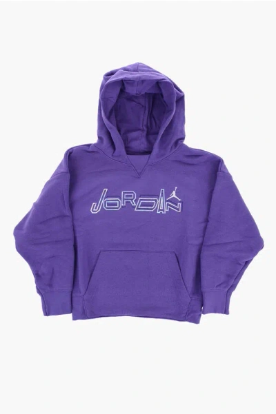 Nike Air Jordan Fleeced-cotton Blend Take Flight Hoodie With Slee In Purple