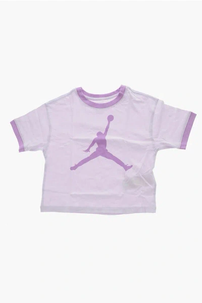 Nike Air Jordan Front Printed Crew-neck T-shirt In Purple