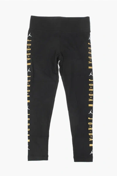 Nike Air Jordan High-waisted Jumpman Leggings With Golden Letteri In Black