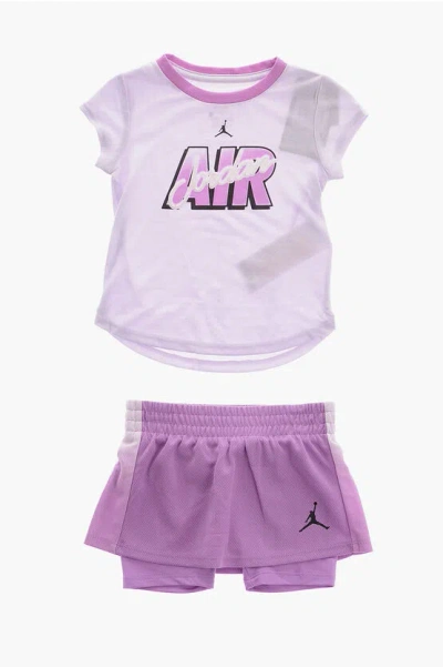 Nike Air Jordan Logo Printed T-shirt And Skort Set In Purple
