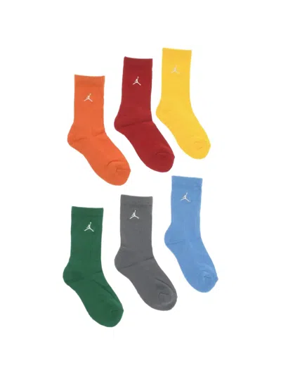 Nike Air Jordan Logo-embroidered Socks (set Of Six) In Orange