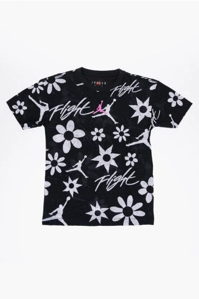 Nike Air Jordan Printed Crew-neck T-shirt In Black