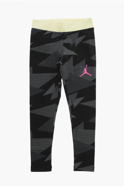 Nike Air Jordan Printed Leggings With Contrast Band On The Waist In Gray