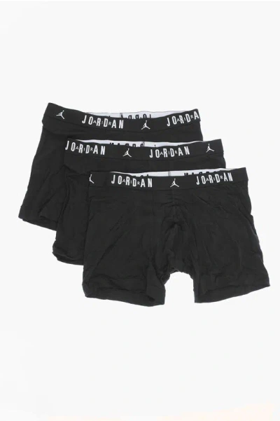 Nike Air Jordan Set 3 Pairs Of Stretch Cotton Boxer With Logoed E In Black