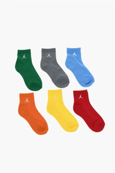 Nike Air Jordan Set 6 Pairs Of Stretch Fabric Socks With Embroide In Multi