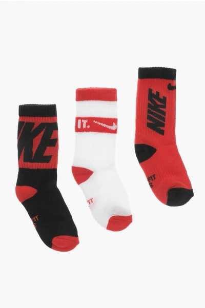 Nike Air Jordan Set Of 3 Dri-fit Socks With Contrasting Logo