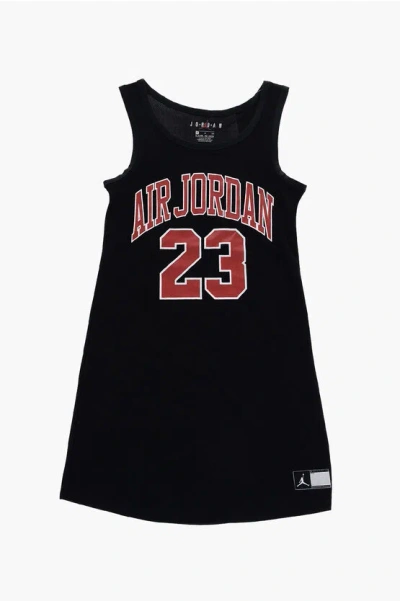 Nike Air Jordan Sleeveless Crewneck Dress With Front Print In Black