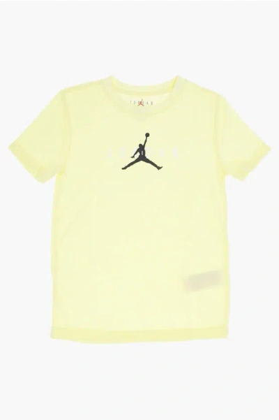 Nike Air Jordan Solid Color Crew-neck T-shirt With Printed Logo In Yellow