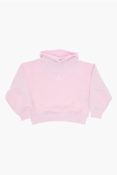 Nike Air Jordan Solid Color Hoodie With Embroidered Logo In Pink