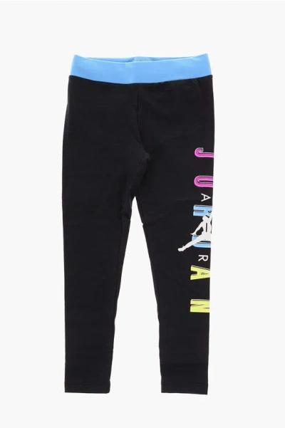 Nike Air Jordan Stretch Cotton Printed Leggings In Black