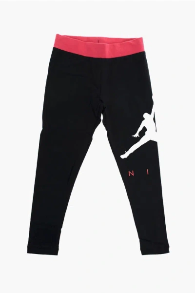 Nike Air Jordan Stretch Cotton Printed Leggings In Black