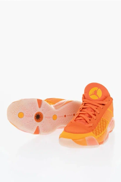 Nike Air Jordan Two-tone Fabric And Rubber Xxxviii Low-top Sneake In Orange