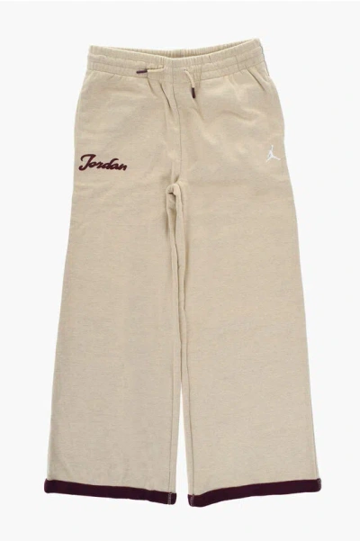 Nike Air Jordan Two-tone Fleeced Cotton Meta-enchantment Pants In Neutral