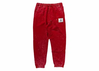 Pre-owned Nike Air Jordan Washed Fleece Essential Statement Sweatpants In Red