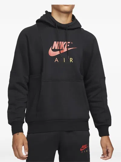 Nike Air Logo-print Fleece Hoodie In Black