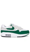 Nike Air Max 1 Panelled Suede And Mesh Mid-top Trainers In Neutral Grey  Malachite  White  & Black