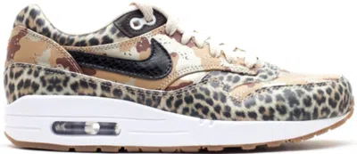 Pre-owned Nike Air Max 1 Atmos Animal Camo (women's) Sneakers In Mtlc Gold Silk/blck/clssc Brwn