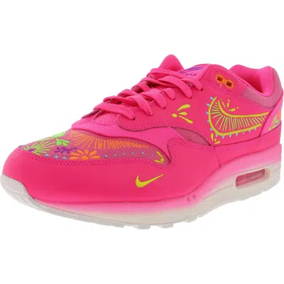 Nike Air Max 1 Prm Mens Embroidered Casual And Fashion Sneakers In Pink