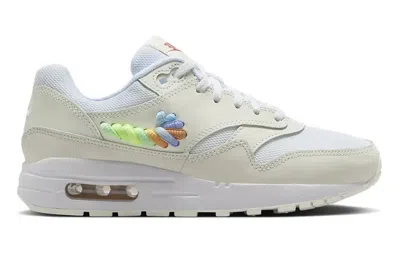 Pre-owned Nike Air Max 1 Se White Rainbow Lace Swoosh (gs) In White/summit White/terra Blush