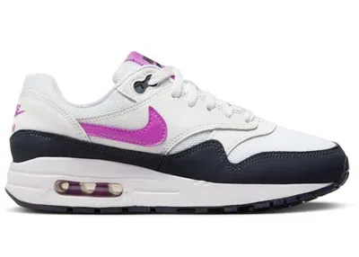 Pre-owned Nike Air Max 1 Sneakers In White/dark Obsidian/fuchsia Dream
